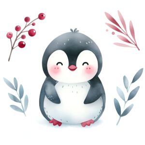 Pingvin med växter