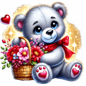 Teddy bear with flowers