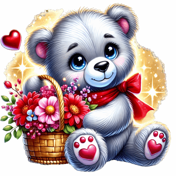 Teddy bear with flowers