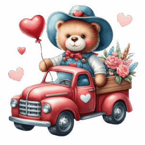 Teddy Bear red car