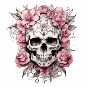 Döskalle med blommor