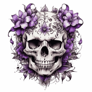 Döskalle med blommor