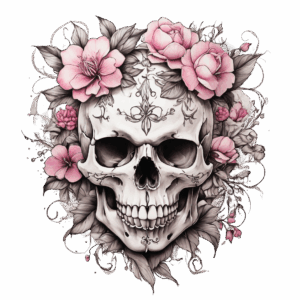 Döskalle med blommor