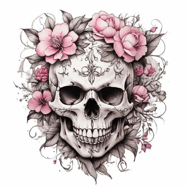 Döskalle med blommor