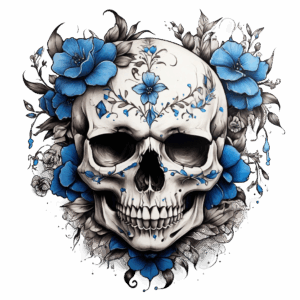 Döskalle med blommor