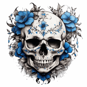 Döskalle med blommor