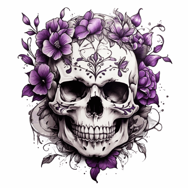 Döskalle med blommor