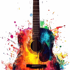 Akustik gitarr med color splash