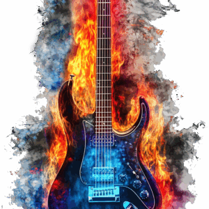Guitar with fire