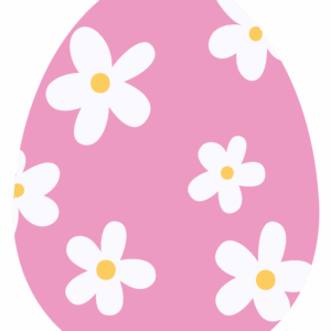 Rosa ägg med vita blommor