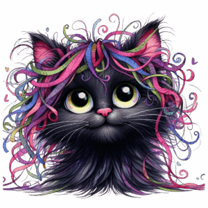 Katt med färgglad päls