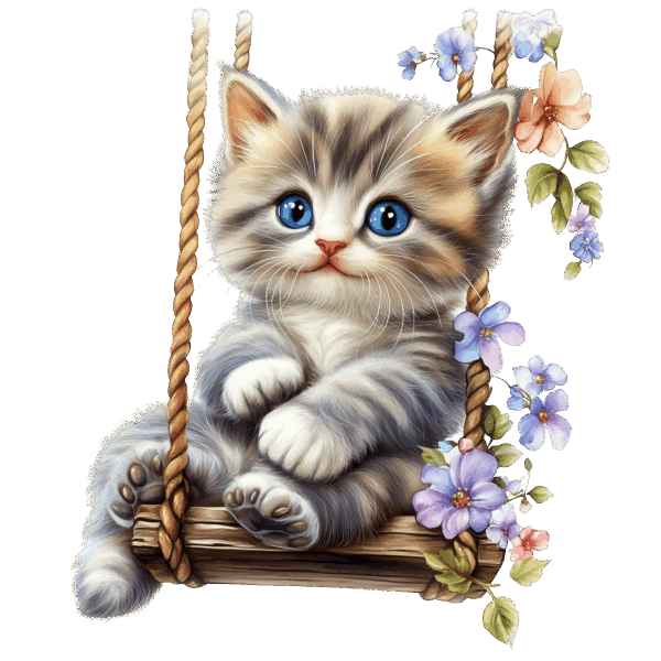 Kattunge på en gunga