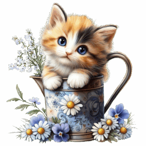 Kattunge i vattenkanna