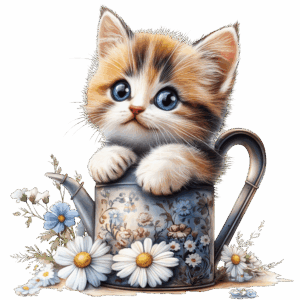 Kattunge i vattenkanna