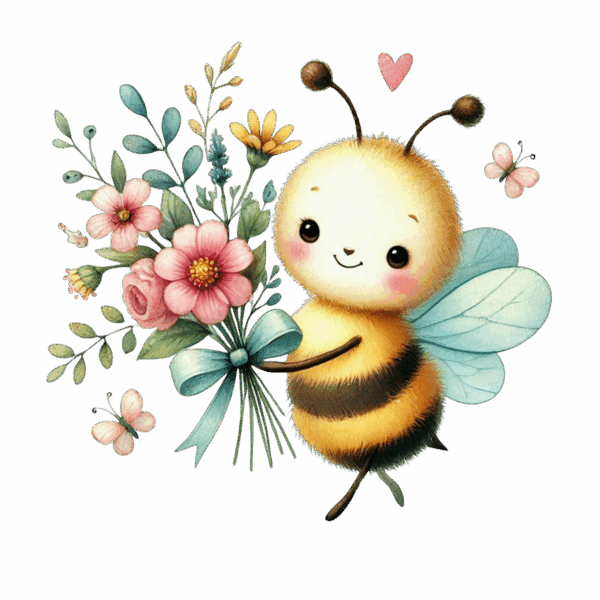 Bi med blommor