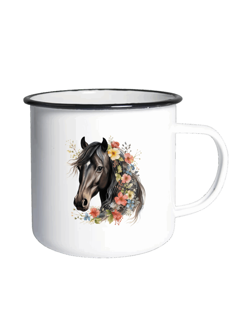 Häst med blommor kant